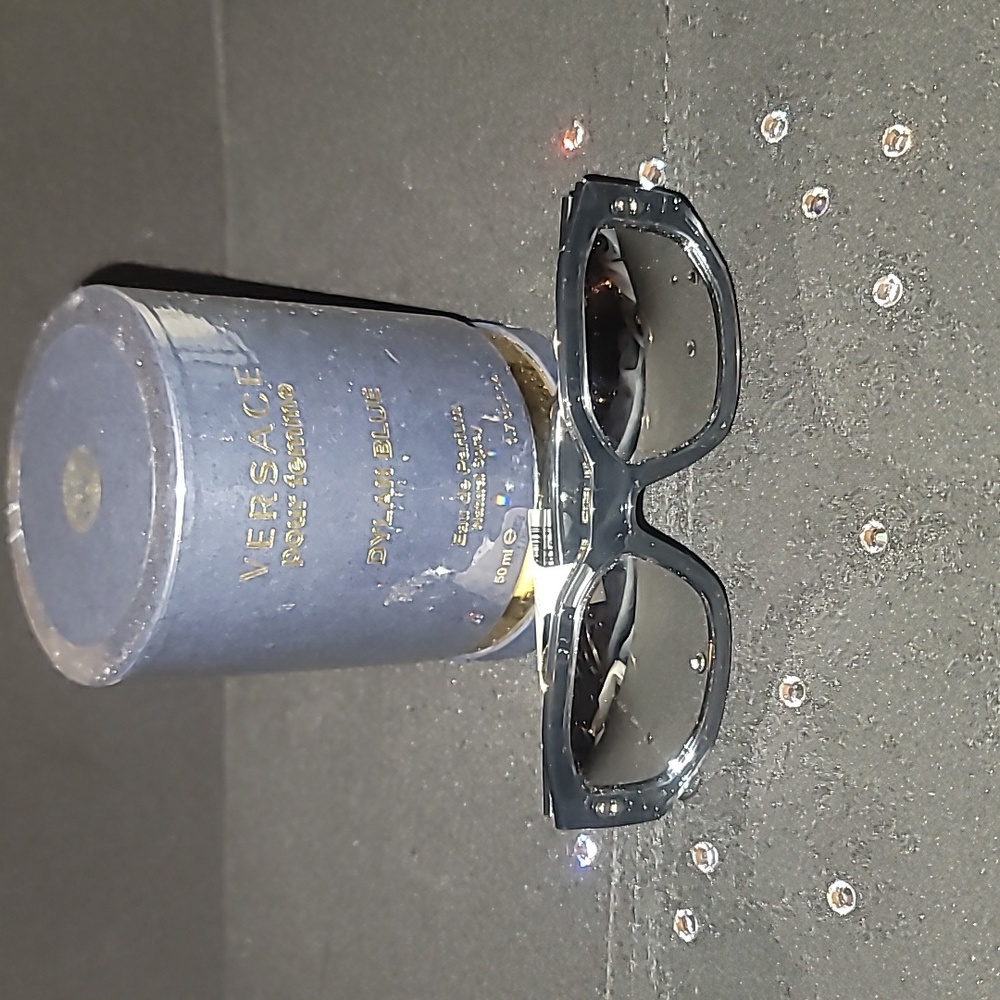 Versace Clear Black and Gold Sunglasses